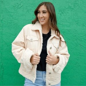 Dear John Owen Cropped Vanilla Ice Sherpa Lined Jacket - NWT
